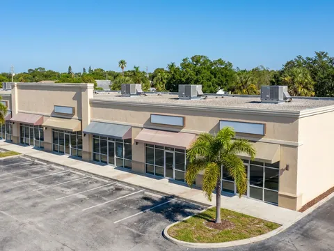 Retail strip center with rooftop AC units