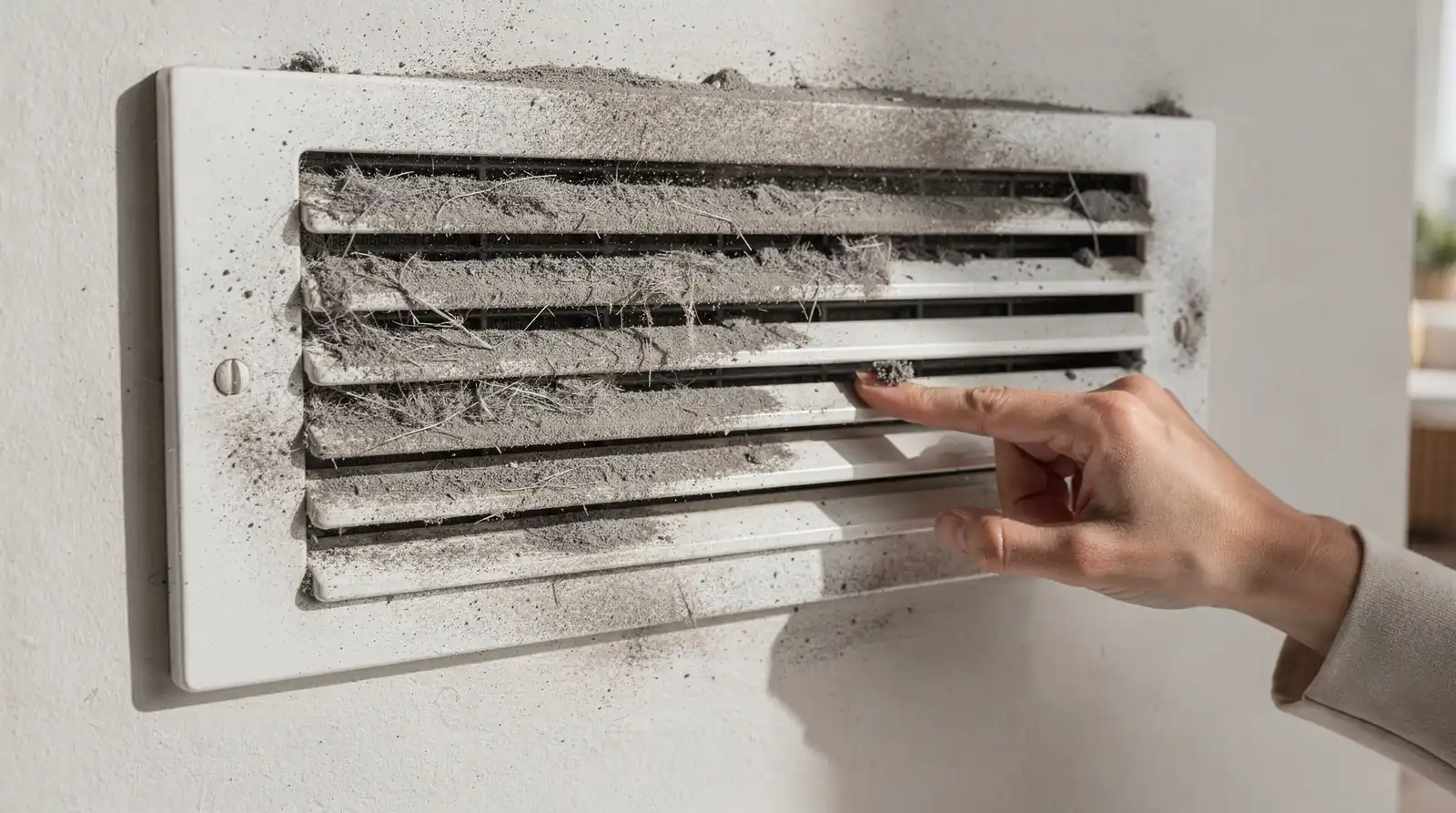 Dirty air vent grille showing signs of mold in air ducts