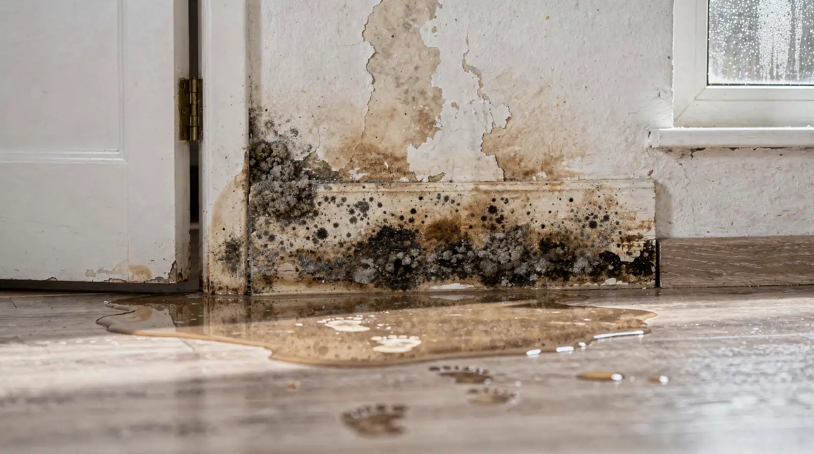 Mold growth on a wall near an AC return caused by moisture and poor airflow